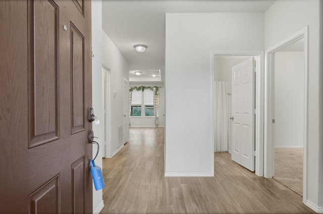 foyer with light hardwood / wood-style floors