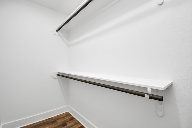 spacious closet featuring dark hardwood / wood-style flooring