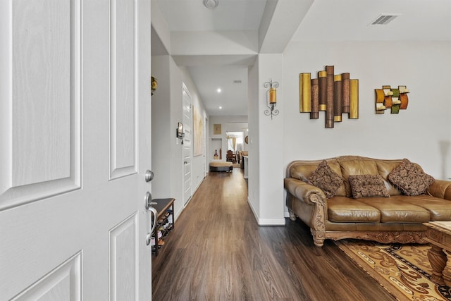 entryway featuring dark wood-type flooring