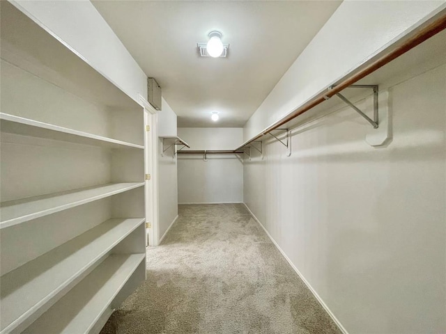 spacious closet with light colored carpet