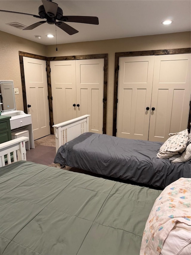 bedroom featuring ceiling fan