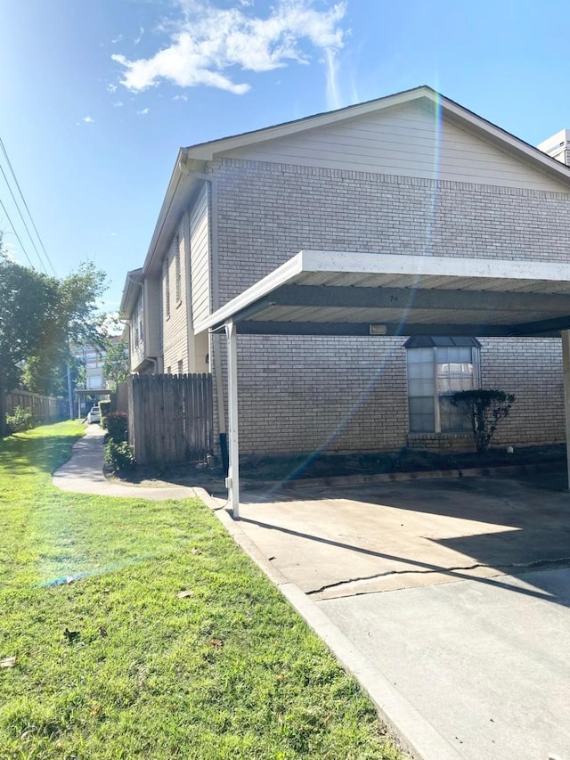 view of home's exterior featuring a yard