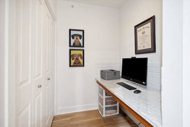 office featuring light wood-type flooring