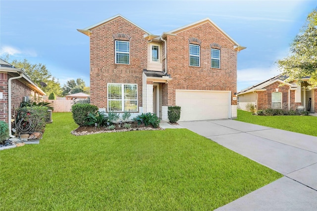 view of front of home featuring a garage and a front yard