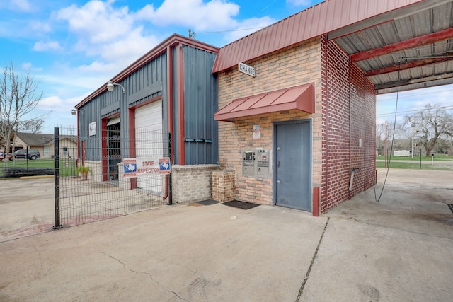 exterior space with a garage