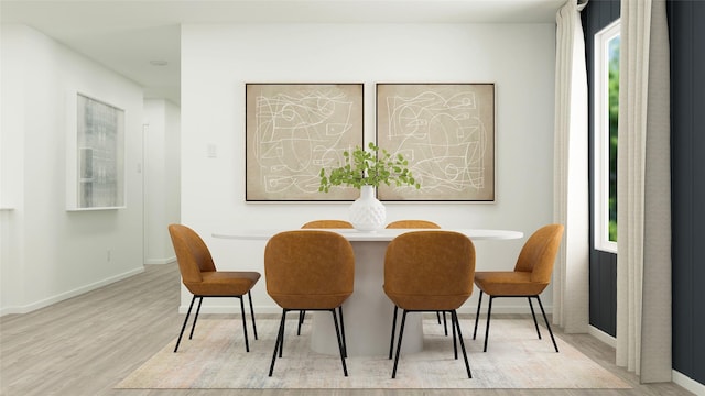 dining area featuring light wood-type flooring