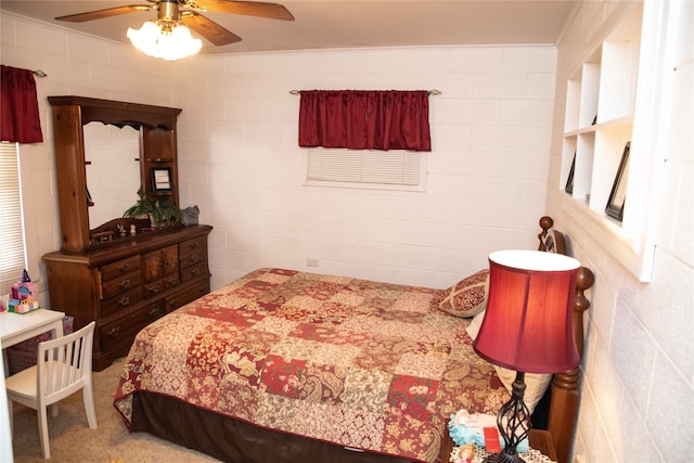 bedroom featuring carpet flooring and ceiling fan