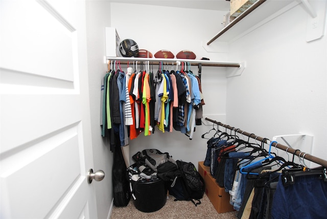 spacious closet with carpet flooring