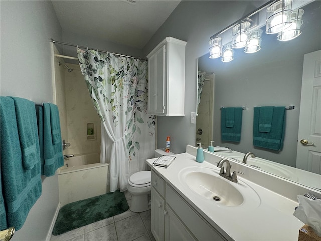 17 Cottonwood Rd, Trinity, TX 75862 - full bath featuring toilet, shower / bath combo with shower curtain, vanity, and tile patterned flooring