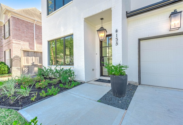 entrance to property with a garage