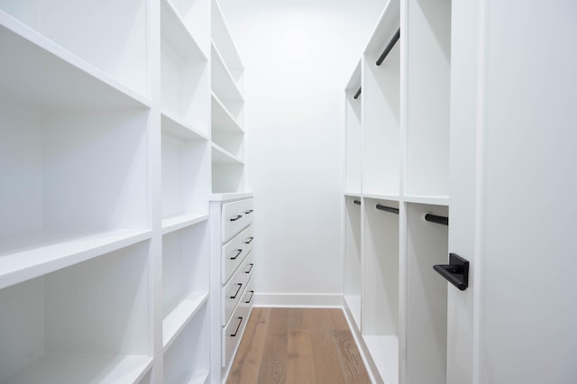 walk in closet featuring wood-type flooring