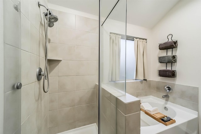 bathroom with independent shower and bath