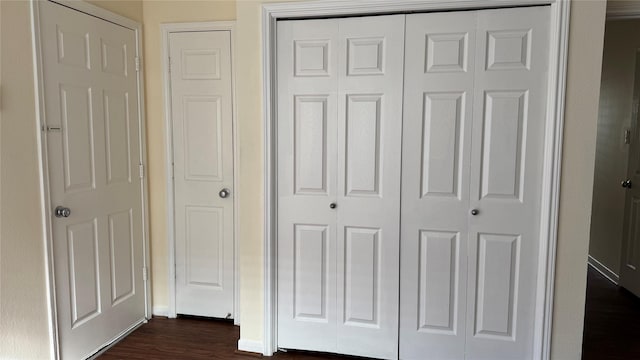 interior space with dark hardwood / wood-style flooring