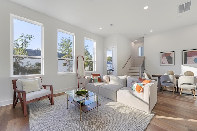 living room featuring hardwood / wood-style floors