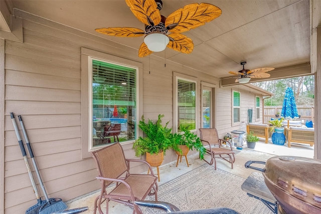 view of patio / terrace with a grill