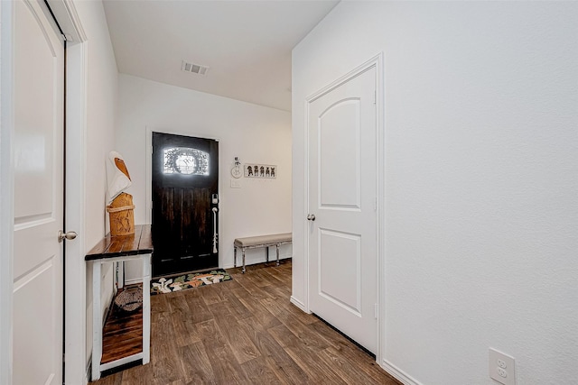 foyer featuring dark wood-type flooring