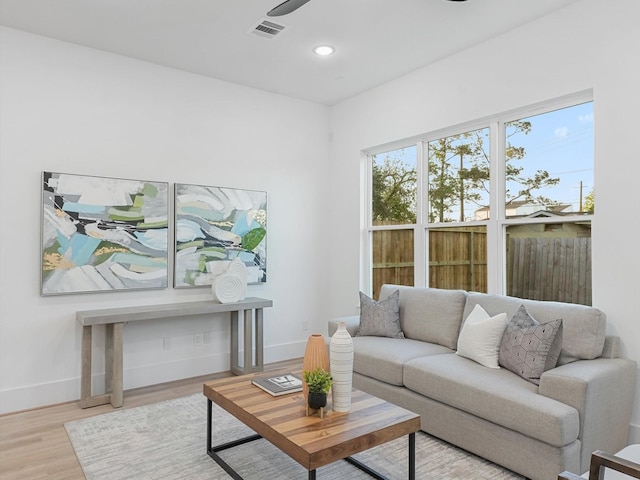 living room featuring light hardwood / wood-style flooring