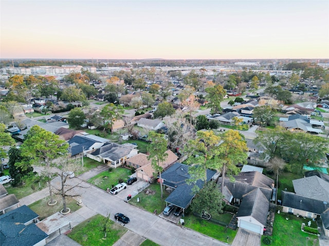 view of aerial view at dusk