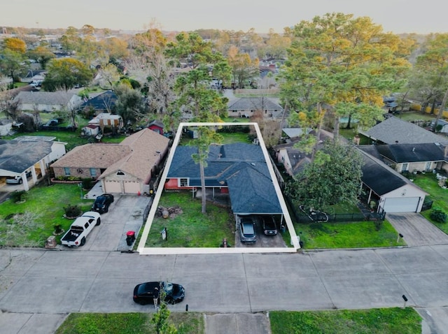 bird's eye view featuring a residential view