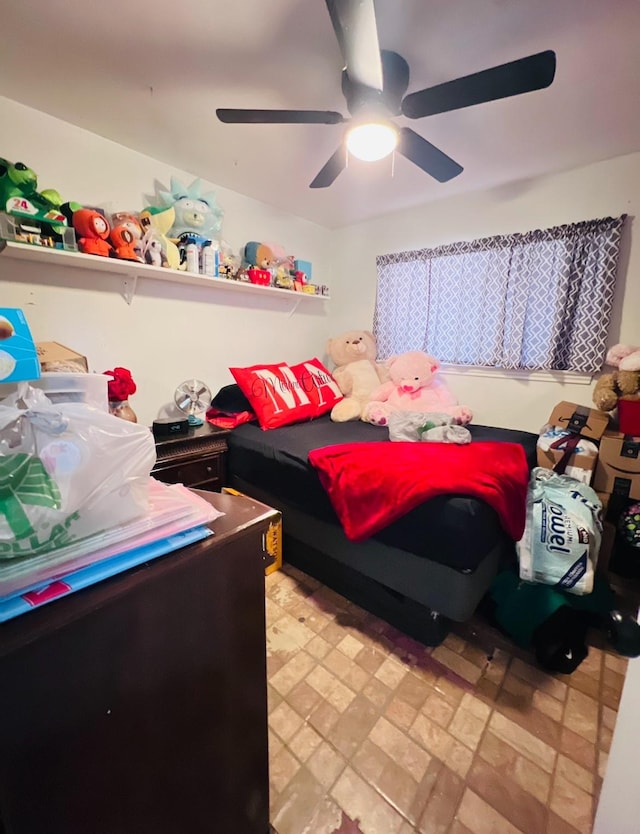 bedroom featuring ceiling fan