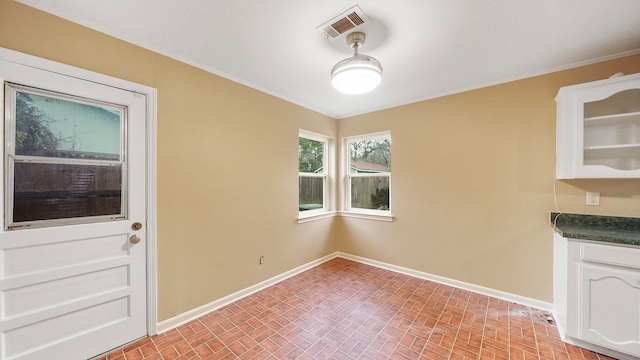 view of unfurnished dining area