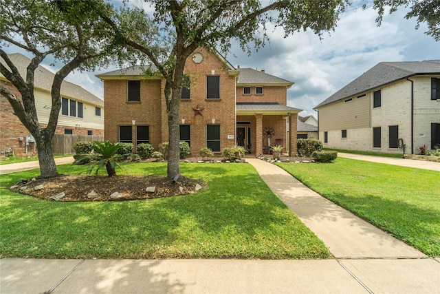 view of front of home featuring a front lawn