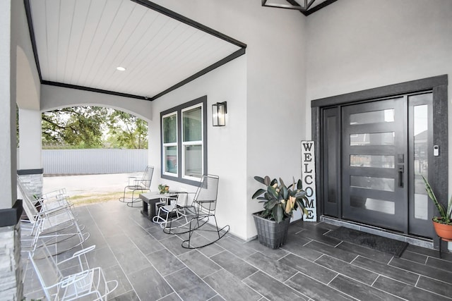 exterior space with covered porch