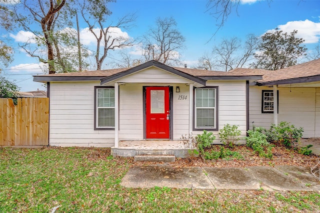 view of single story home