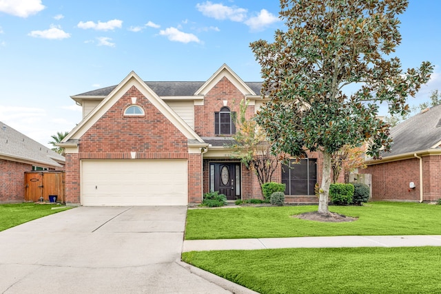 front of property featuring a garage and a front lawn