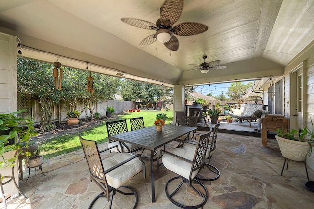 view of patio / terrace with ceiling fan