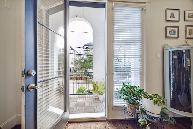 doorway to outside featuring hardwood / wood-style floors