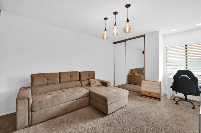 living room with carpet floors