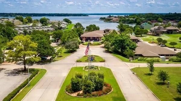 bird's eye view featuring a water view