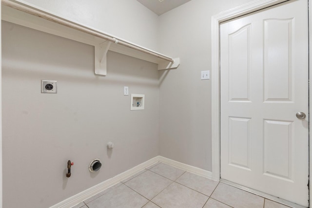 laundry room with washer hookup, light tile patterned flooring, electric dryer hookup, and gas dryer hookup