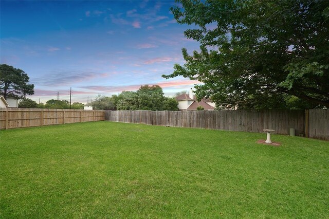 view of yard at dusk