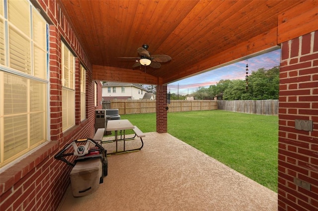 view of patio / terrace with ceiling fan