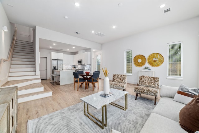 living room featuring light hardwood / wood-style flooring