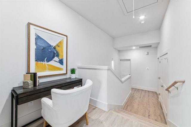 office area featuring light hardwood / wood-style flooring