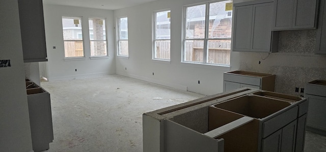 kitchen featuring gray cabinets