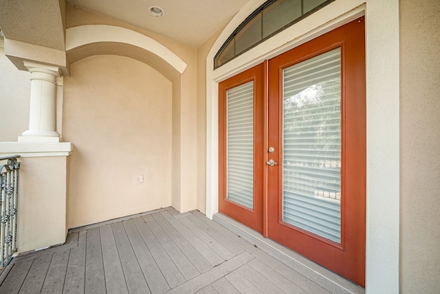 view of exterior entry with french doors