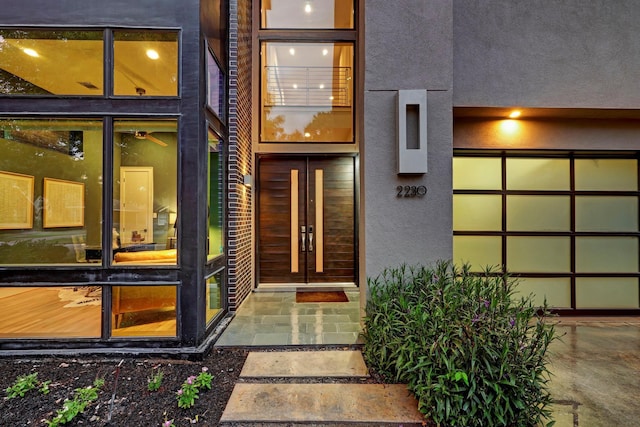 entrance to property featuring french doors