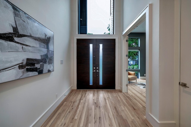 foyer featuring light hardwood / wood-style floors