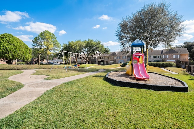 view of play area featuring a yard