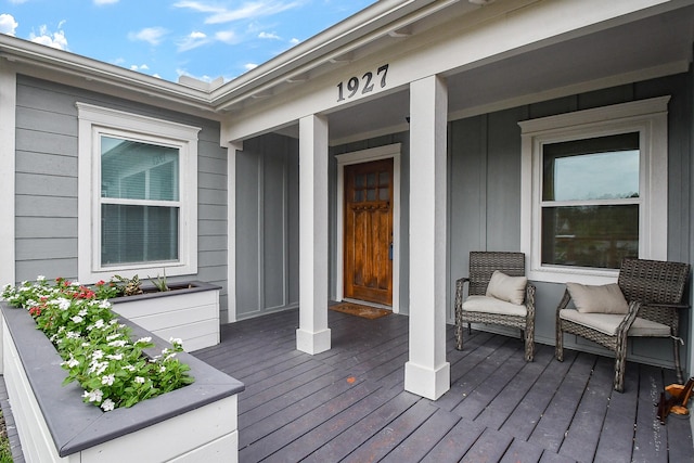 deck featuring covered porch