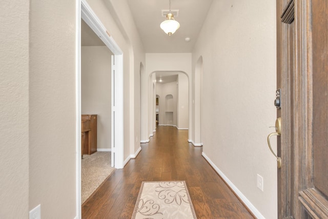 hall featuring dark hardwood / wood-style floors