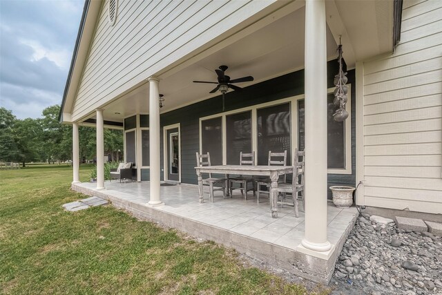 view of patio / terrace with ceiling fan