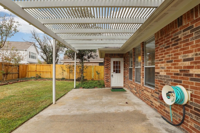 view of patio / terrace featuring a pergola