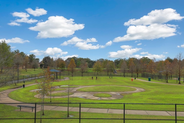 view of property's community with a lawn