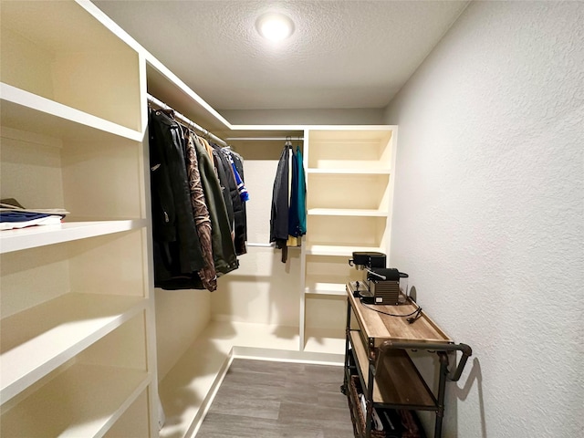 spacious closet featuring hardwood / wood-style floors