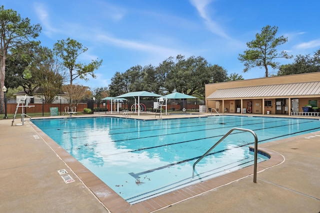 view of pool featuring a patio area